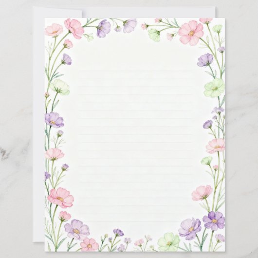 Kleine rosa und violette Blumen Briefpapier (Vorderseite)
