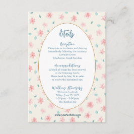 Kleine, rosafarbene, florale Detailkarte Begleitkarte