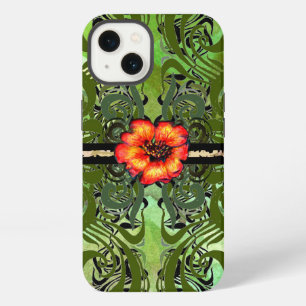 Kleine rote Blume auf Grün iPhone 13 Hülle