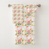 Kleine rote Blumen-Deckblockmuster Badhandtuch Set (Insitu)