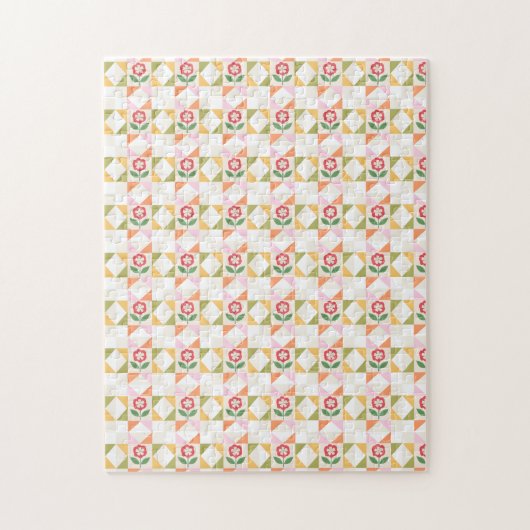 Kleine rote Blumen-Deckchenblock Puzzle (Vertikal)