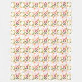 Kleine rote Blumen-Quiltblock-Fleece-Decke Fleecedecke (Vorderseite)
