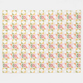 Kleine rote Blumen-Quiltblock-Fleece-Decke Fleecedecke (Vorderseite (Horizontal))