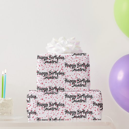 Kleine rote Herzen, Benutzerdefiniertes Happy Birt Geschenkpapier (Partygeschenke)