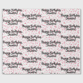 Kleine rote Herzen, Benutzerdefiniertes Happy Birt Geschenkpapier (Flach)