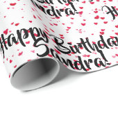 Kleine rote Herzen, Benutzerdefiniertes Happy Birt Geschenkpapier (Rolleneckpunkt)