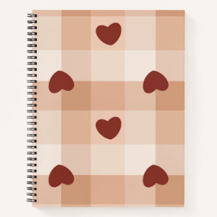 Kleine rote Herzen gemütliches Gingham-Muster Prep Notizblock
