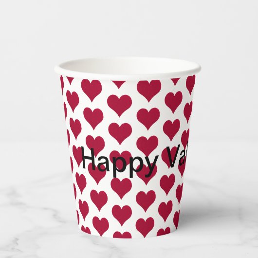 Kleine rote Herzen Muster Happy Valentines Day Pappbecher (Vorderseite)