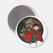 Kleine rote Kapuzinine Magnet (Vorderseite/Rückseite)