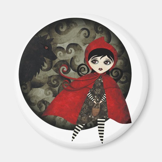 Kleine rote Kapuzinine Magnet (Vorne)