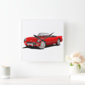 Kleine rote Korvette Quadratische Wanduhr (Zuhause)