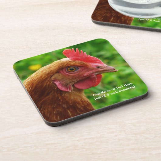 Kleine rote Legehenne - RIR oder ISA Brown Huhn Getränkeuntersetzer (Linke Seite)