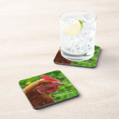 Kleine rote Legehenne - RIR oder ISA Brown Huhn Getränkeuntersetzer (Rechte Seite)