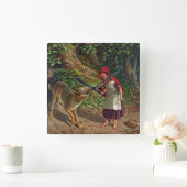 Kleine rote Motorhaube Quadratische Wanduhr (Zuhause)