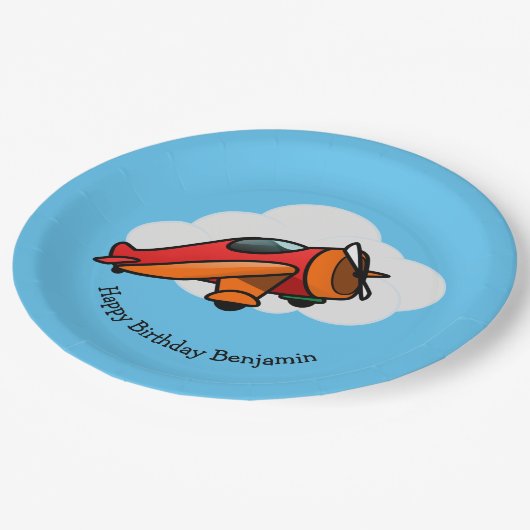 Kleine rote Papierplatte Pappteller (Schrägansicht)