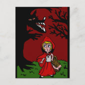 Kleine rote Reithaube im Wald Postkarte (Vorderseite)