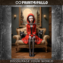 Kleine rote Reithaube passt gut zum Wolfskind Seidenpapier