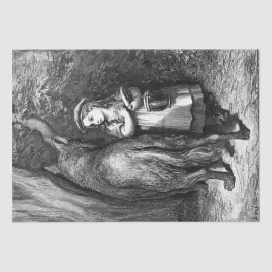 Kleine rote Reithose trifft alten Vater Wolf Seidenpapier (Vorderseite)