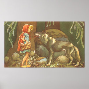 Kleine rote Reithose, Vintage Märchen Poster