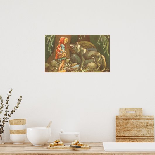 Kleine rote Reithose, Vintage Märchen Poster (Küche)