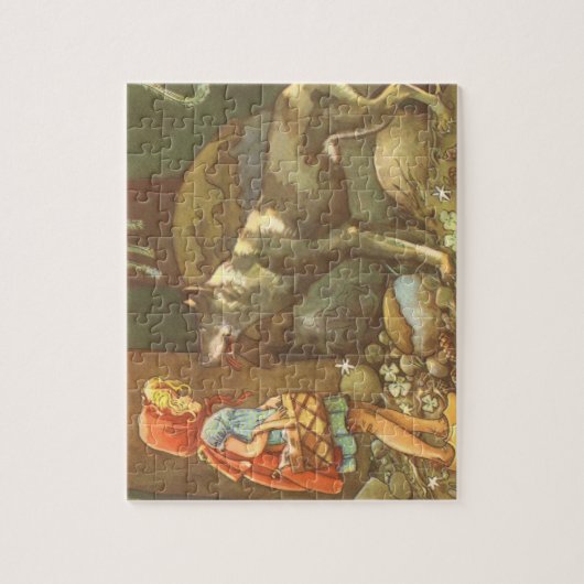 Kleine rote Reithose, Vintage Märchen Puzzle (Vertikal)
