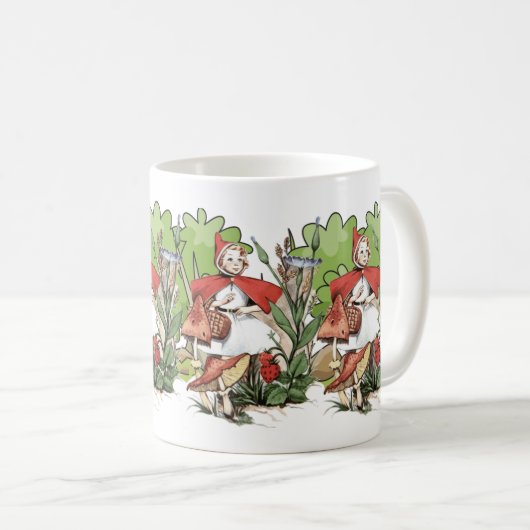 Kleine rote Reitstall im Wald - Märchen Kaffeetasse (VorderseiteRechts)