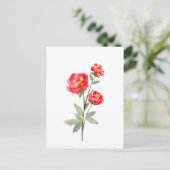 Kleine Rote Rose Blume Postkarte (Stehend Vorderseite)