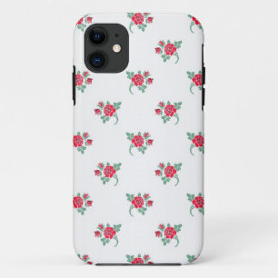 Kleine rote Rosen auf weißem Muster Case-Mate iPhone Hülle