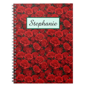Kleine rote Rosen personalisiert Notizblock