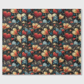 Kleine Rote Rosen Tattoo hört digitales Thema Geschenkpapier (Flach)