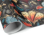 Kleine Rote Rosen Tattoo hört digitales Thema Geschenkpapier (Rolleneckpunkt)