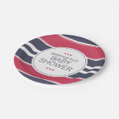 Kleine, rote, weiße und blaue Babyduschplatte Pappteller (Schrägansicht)