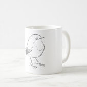 Kleine Rotkehlchen-Vogel Lineart Kaffeetasse (VorderseiteRechts)