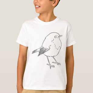 Kleine Rotkehlchen-Vogel Lineart T-Shirt