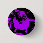 Kleine Round-Taste für Lila Schwarze Katze Button (Vorderseite)
