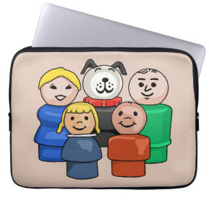 Kleine runde Leute Familie Laptopschutzhülle