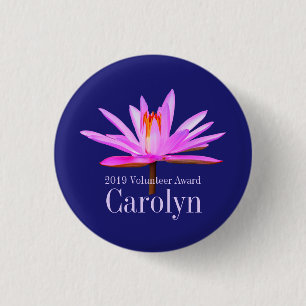 Kleine runde Taste Volunteer Pink Water Lily Button