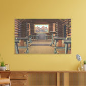 Kleine Rundholzkirche bei Snake River View Leinwanddruck (Insitu (Wohnzimmer))