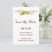 Kleine rustikale Antler und Wildblumen Save the Da Date (Stehend Vorderseite)