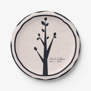 Kleine rustikale Baum-Natur-Hochzeit Benutzerdefin Pappteller