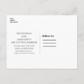 Kleine rustikale Baumhochzeit rettet das Datum Ankündigungspostkarte (Rückseite)