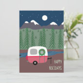 Kleine RV Camper Weihnachtsflatterkarte Feiertagskarte (Stehend Vorderseite)