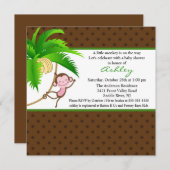 Kleine Safari-Affendusche Einladung (Vorne/Hinten)