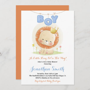 Kleine Safari Lion Watercolor Babydusche Einladung