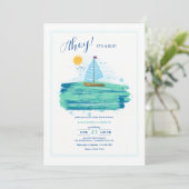Kleine Sailboat Babydusche Einladung (Stehend Vorderseite)
