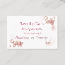 Kleine Save the Date Karte - rosa Blütenschmetterl