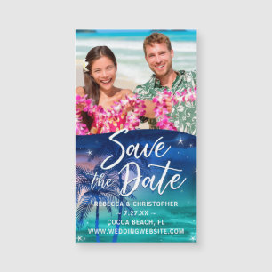 Kleine Save the Date Strand-Hochzeit der Magnetkarte