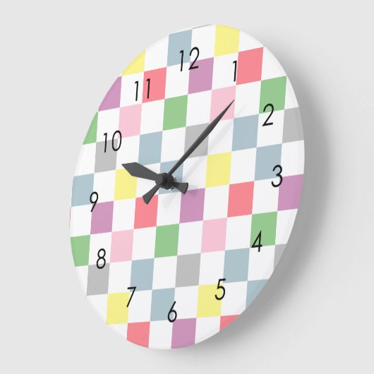 Kleine Schachbretter Pastellfarben weiß Schachbret Große Wanduhr (Winkel)