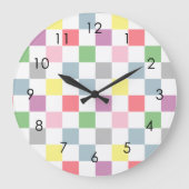 Kleine Schachbretter Pastellfarben weiß Schachbret Große Wanduhr (Vorderseite)