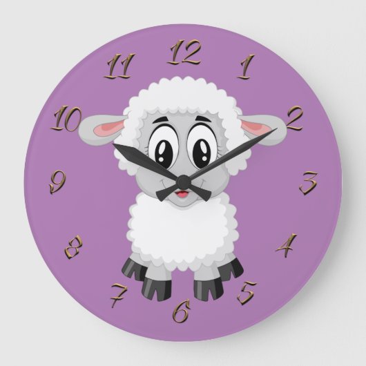 Kleine Schafspuppe Große Wanduhr (Vorderseite)